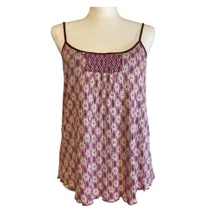 Matilda Jane Hello Lovely Feeling Free Tank Size Large Lined Cream‎ Pink Brown